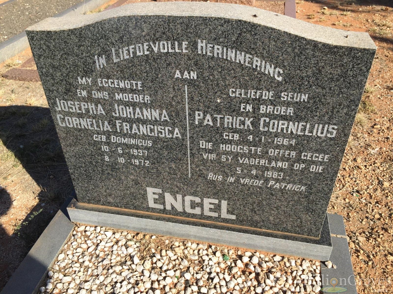 Photo from /search/photos/South Africa/Northern Cape/KIMBERLEY (WEST END) CEMETERY/engel_pc.jpg